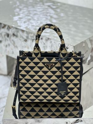 Small Prada Symbole embroidered fabric handbag