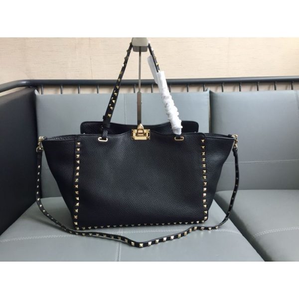 Medium Grainy Calfskin Rockstud Bag